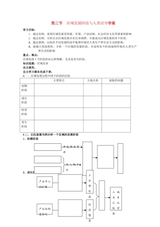 高中地理 1.3《区域发展阶段与人类活动》导学案 鲁教版必修3