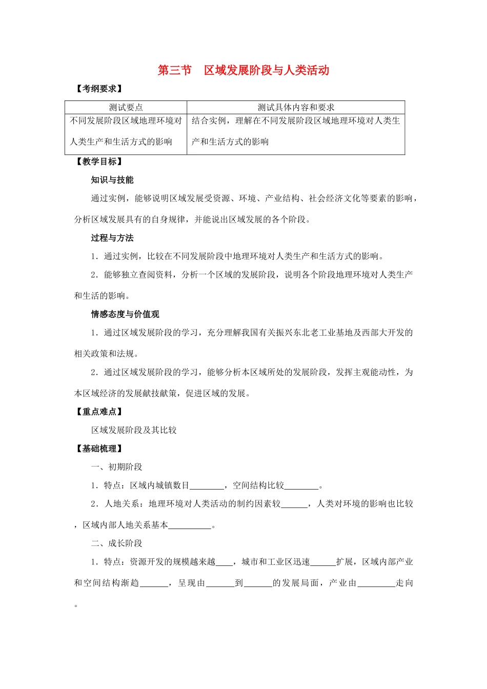 高中地理 1.3《区域发展阶段与人类活动》学案3 鲁教版必修3_第1页