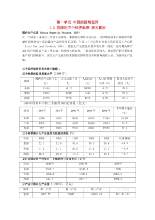 高中地理 1.3《我国的三个经济地带》素材 旧人教版选修2