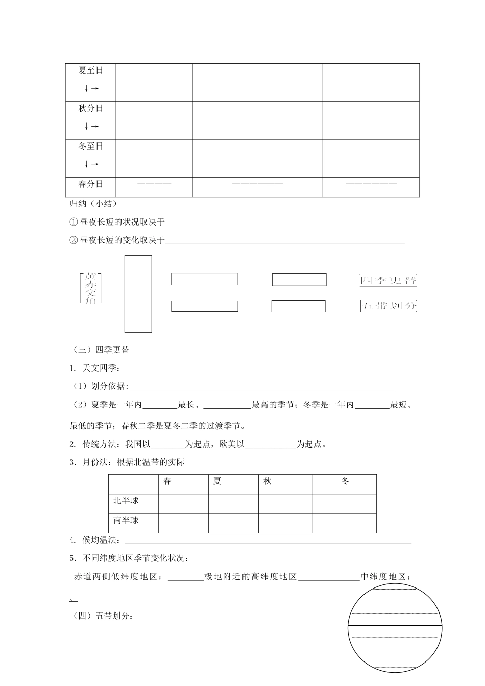 高中地理 1.3地球公转的地理意义教学案一体化 鲁教版必修1_第3页