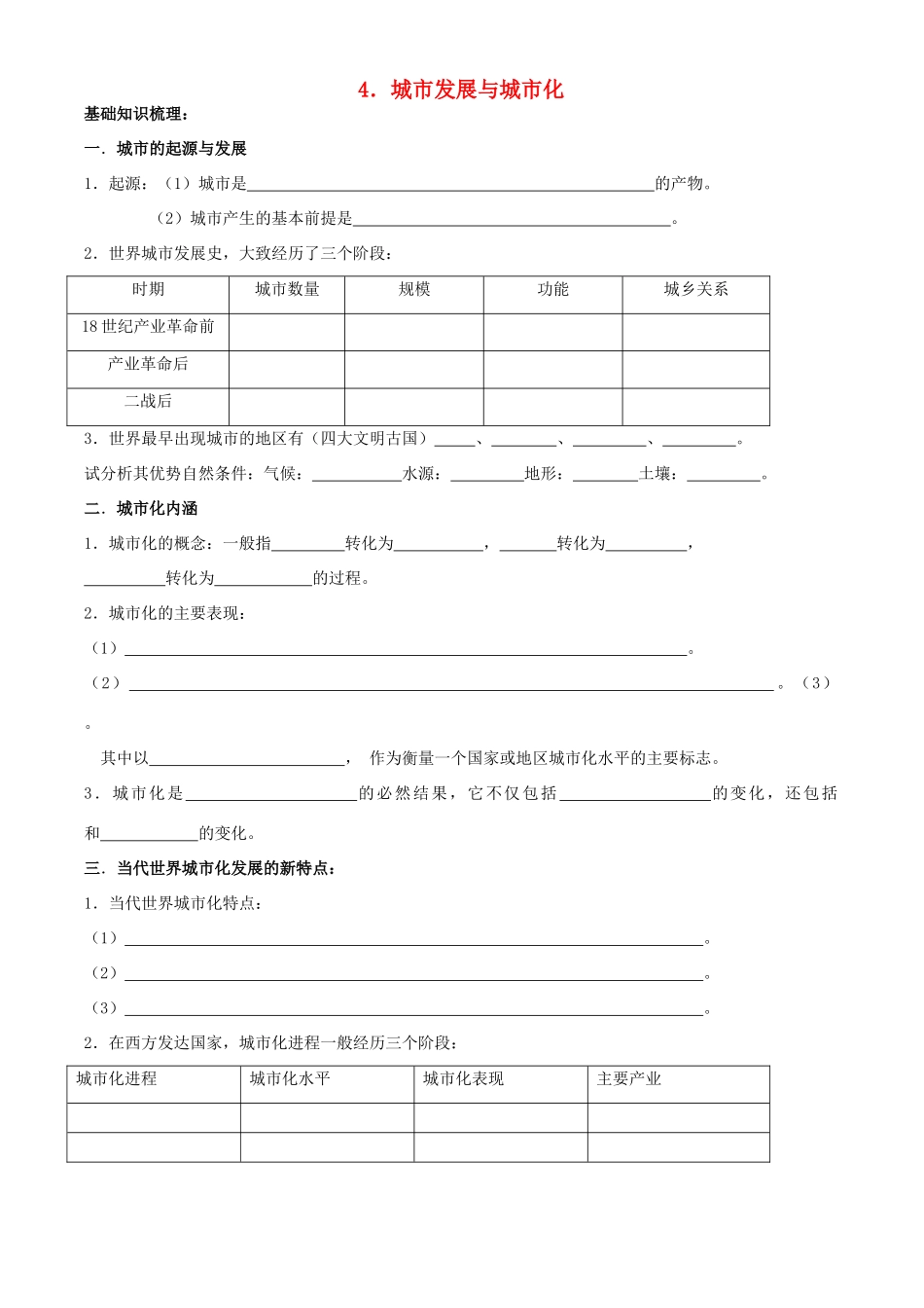 高中地理 4．城市发展与城市化 鲁教版必修2_第1页