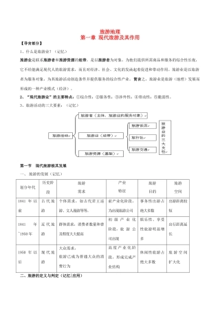 高中地理 旅游地理复习导案 新人教版选修3-新人教版高二选修3地理学案