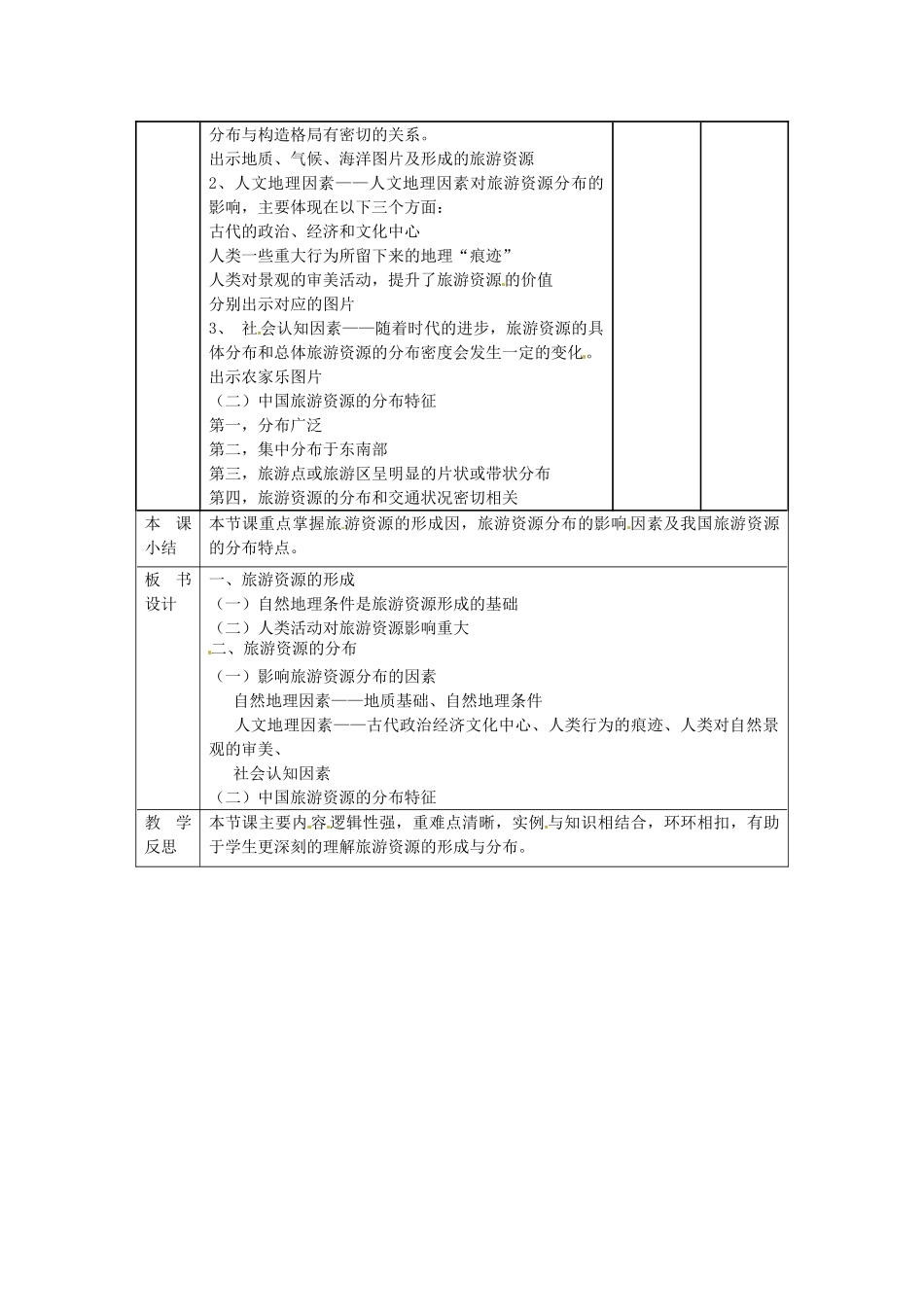 高中地理 第1章 旅游和旅游资源 1.3 旅游资源的形成和分布教案 湘教版选修3-湘教版高二选修3地理教案_第2页