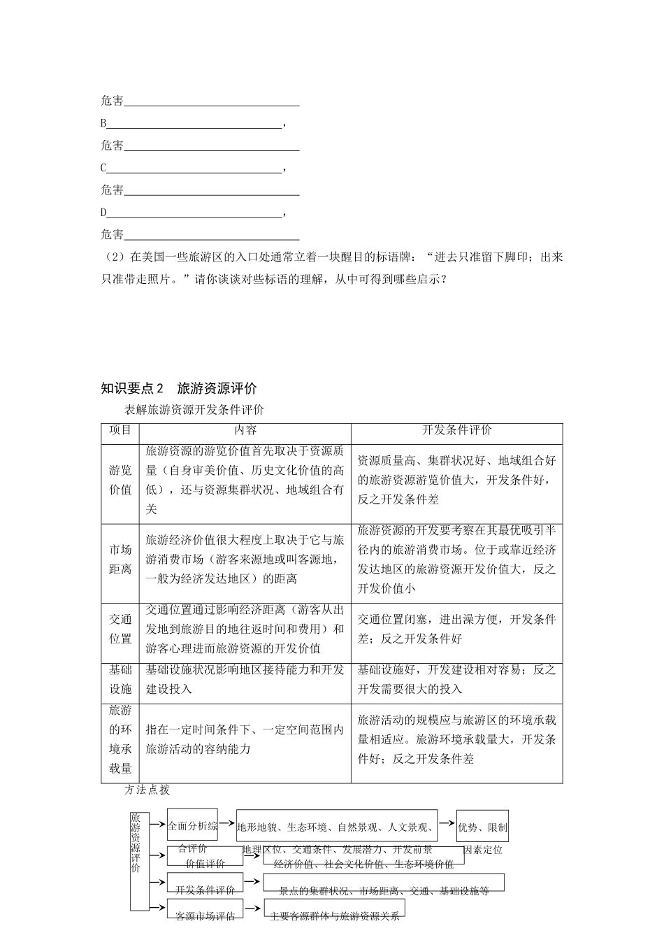 高中地理 旅游资源评价学案 湘教版选修3_第3页