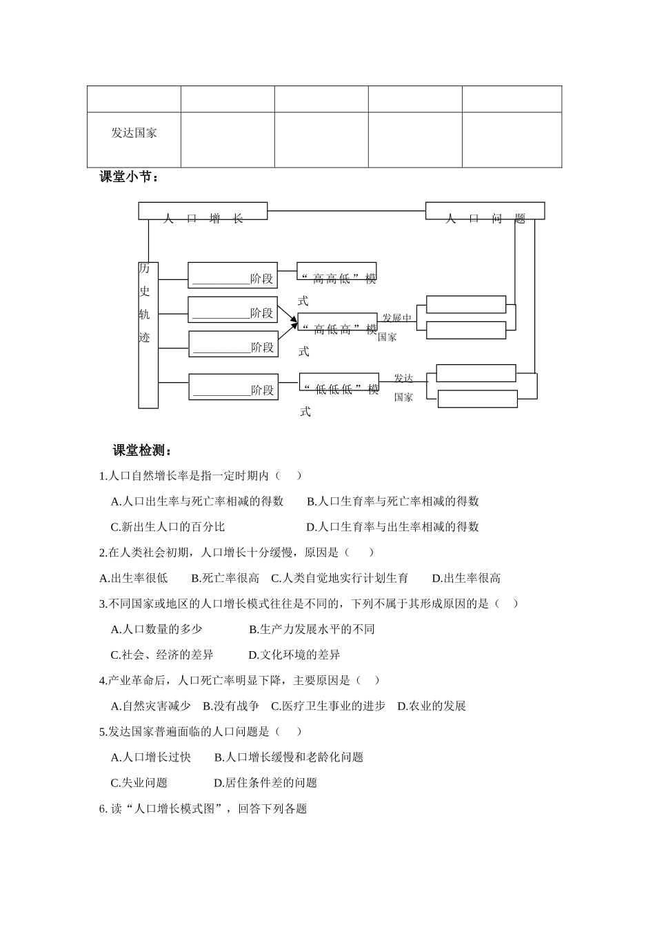 高中地理 人口增长与人口问题学案 鲁教版必修2_第3页