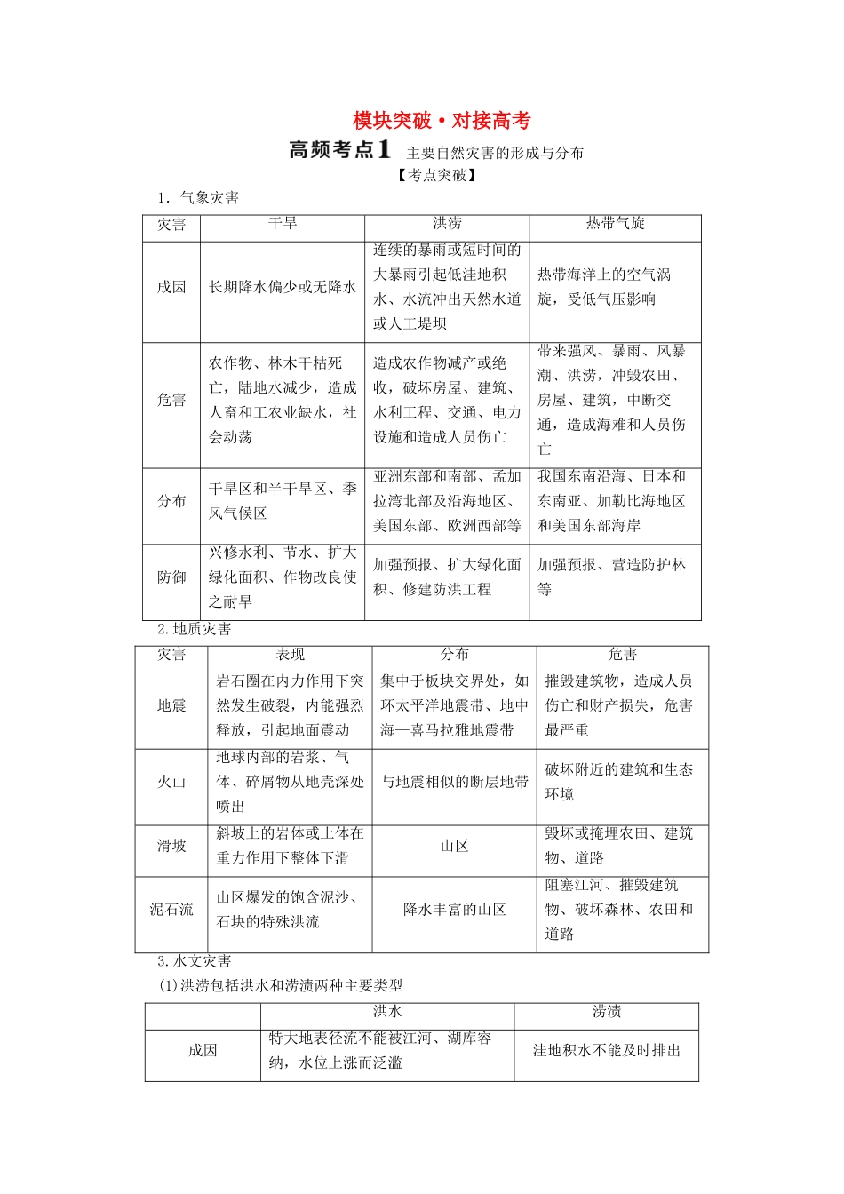高中地理 模块突破 对接高考学案 鲁教版选修5-鲁教版高二选修5地理学案_第1页