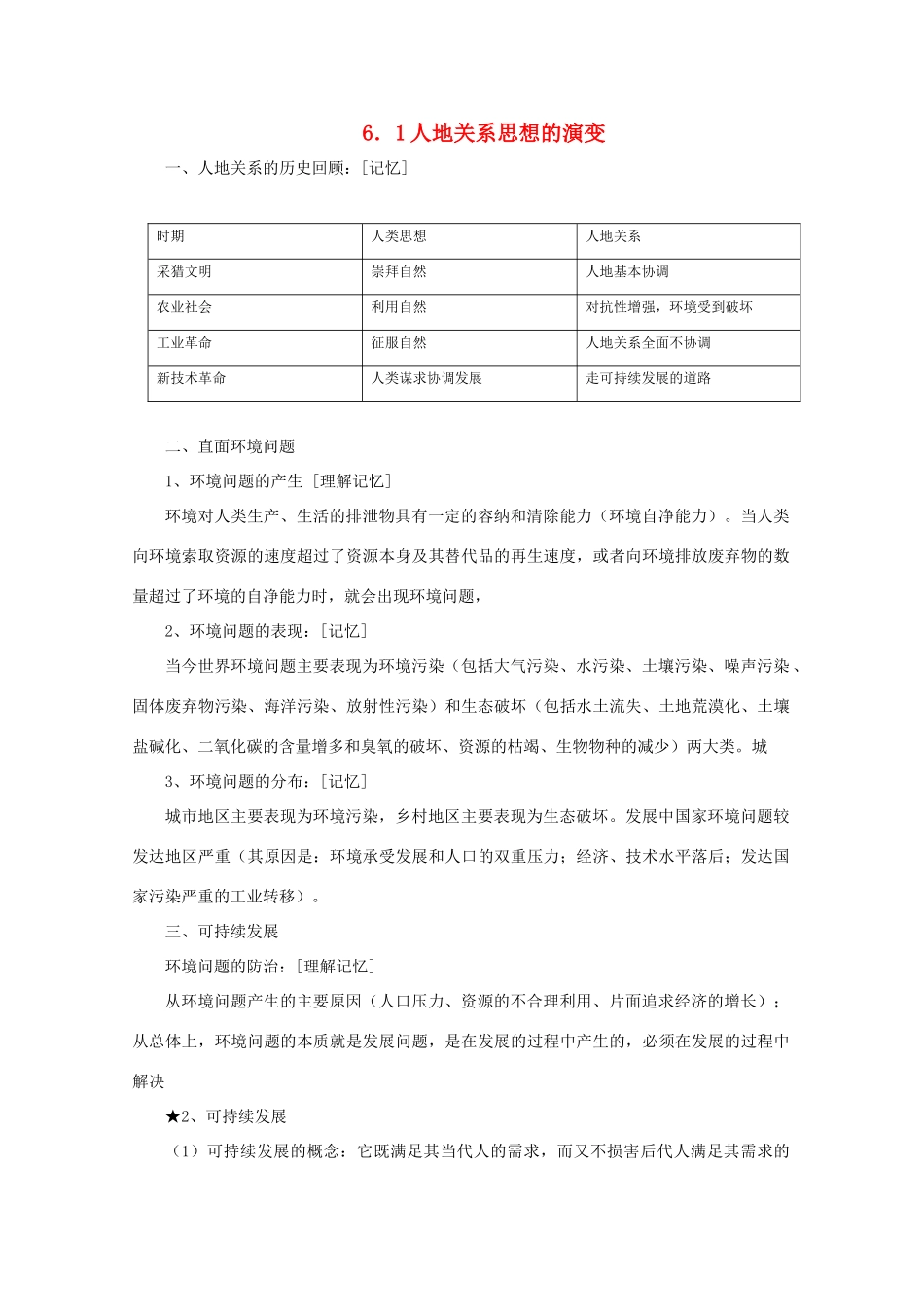 高中地理 人类与地理环境的协调发展知识点解析_第1页