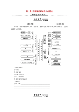 高中地理 第1章 区域地理环境和人类活动章末综合测评学案 中图版必修3-中图版高二必修3地理学案