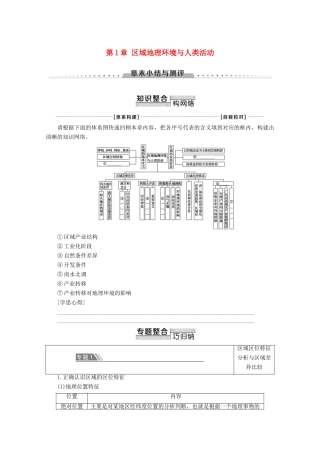 高中地理 第1章 区域地理环境与人类活动章末小结与测评学案 湘教版必修3-湘教版高二必修3地理学案