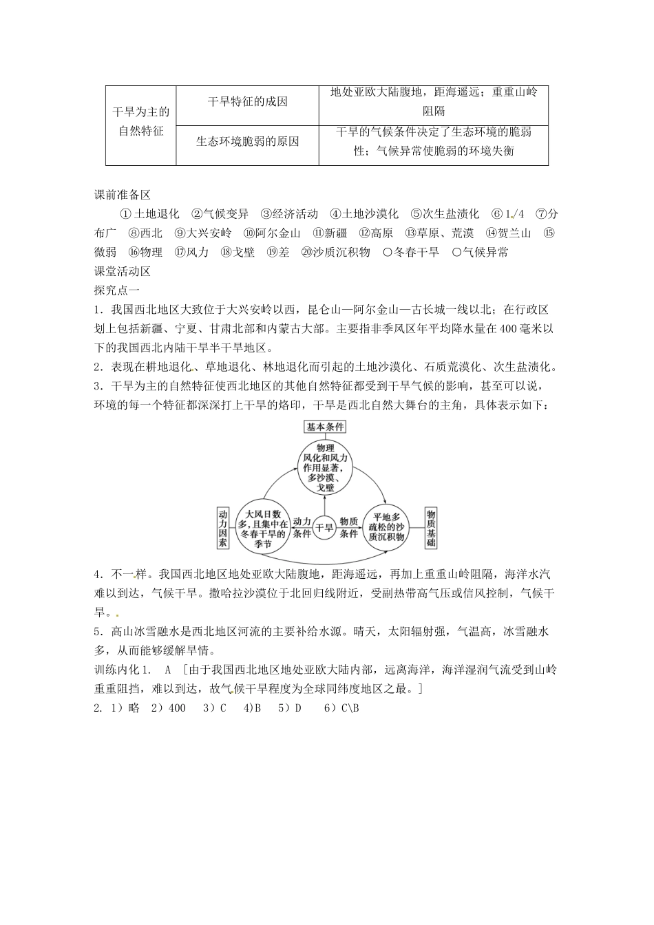高中地理 2.1.1荒漠化和西北地区的自然地理特征导学案 新人教版必修3-新人教版高二必修3地理学案_第3页