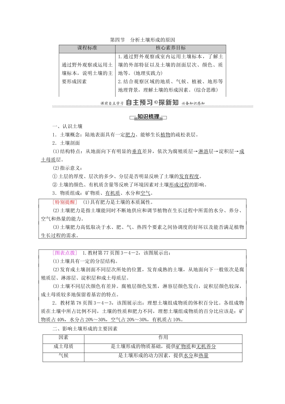 高中地理 第三单元 从圈层作用看地貌与土壤 第4节 分析土壤形成的原因学案 鲁教版必修第一册-鲁教版高中第一册地理学案_第1页