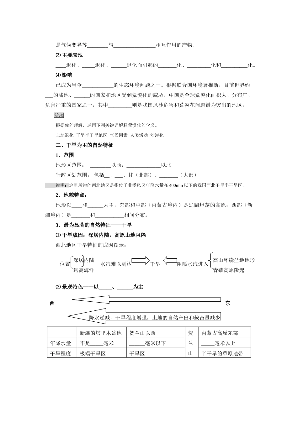 高中地理 2.1《荒漠化的防治》导学案 新人教版必修3_第2页