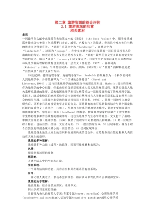 高中地理 2.1《旅游景观的欣赏》素材 中图版选修3