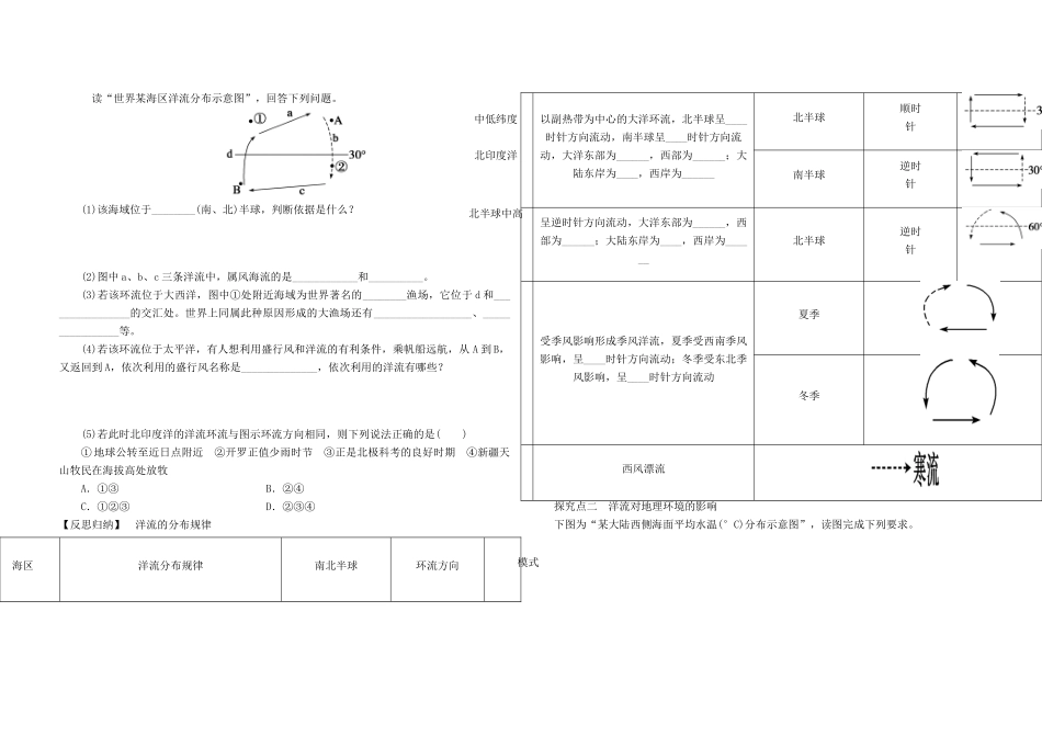 高中地理 学案14大规模的海水运动 高考地理新人教版_第2页