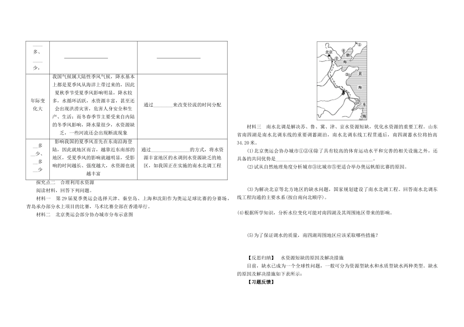 高中地理 学案15水资源的合理开发和利用 新人教版_第2页
