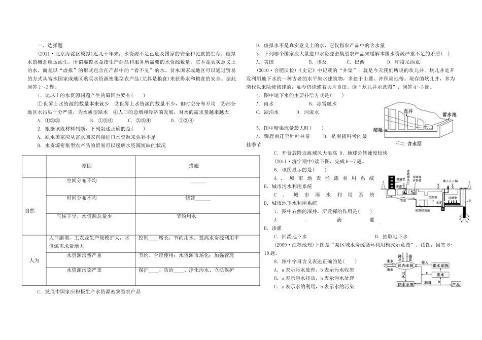 高中地理 学案15水资源的合理开发和利用 新人教版_第3页