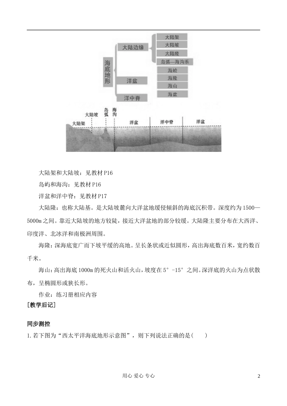 高中地理 2.2 海底地形的分布教案 中图版选修2_第2页