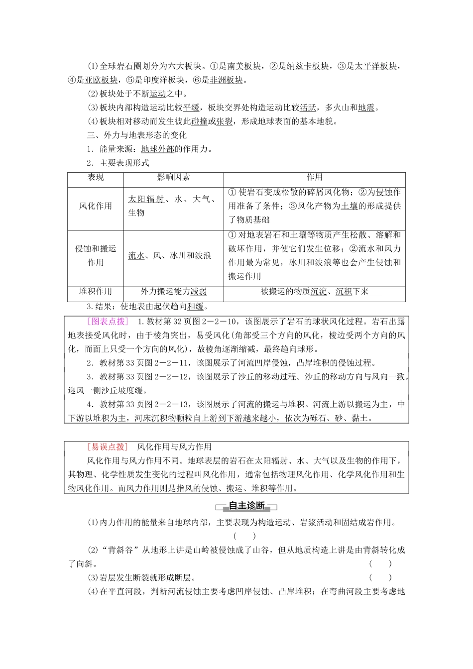 高中地理 第2单元 地形变化的原因 第2节 地形变化的动力学案 鲁教版选择性必修1-鲁教版高中选择性必修1地理学案_第3页