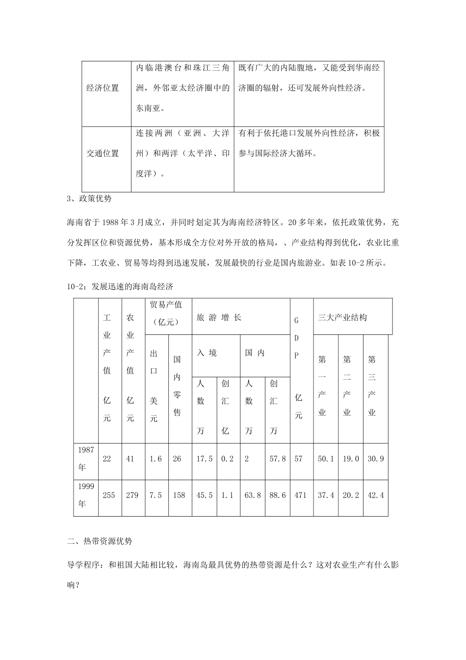 高中地理 10.1《海南岛开发的地理背景》第一节 导学案 旧人教版选修2_第3页