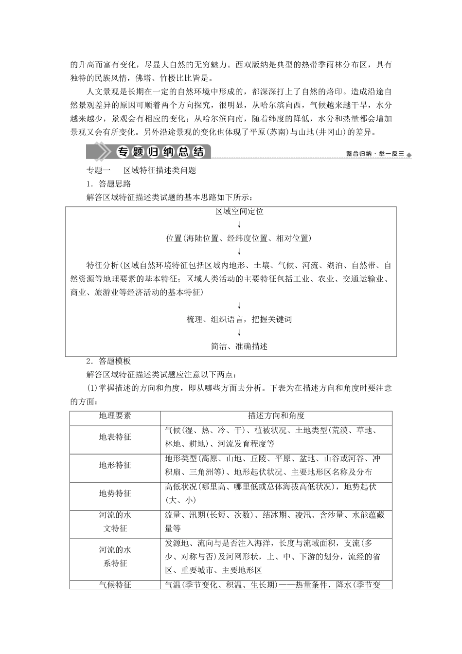 高中地理 第一章 地理环境与区域发展章末整合提升学案 新人教版必修3-新人教版高二必修3地理学案_第2页