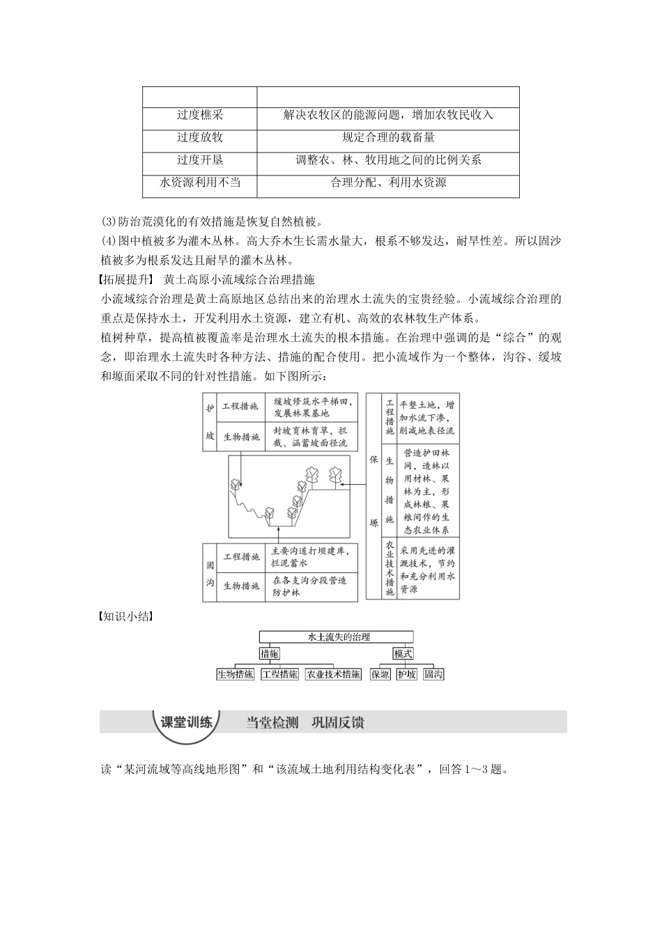 高中地理 第三单元 区域资源、环境与可持续发展 第一节 区域水土流失及其治理——以黄土高原为例（2）同步备课教学案 鲁教版必修3-鲁教版高一必修3地理教学案_第3页