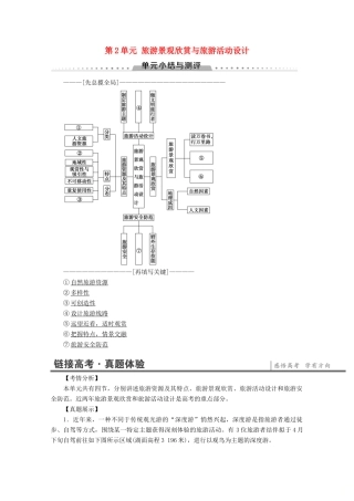高中地理 第2单元 旅游景观欣赏与旅游活动设计单元小结与测评学案 鲁教版选修3-鲁教版高二选修3地理学案