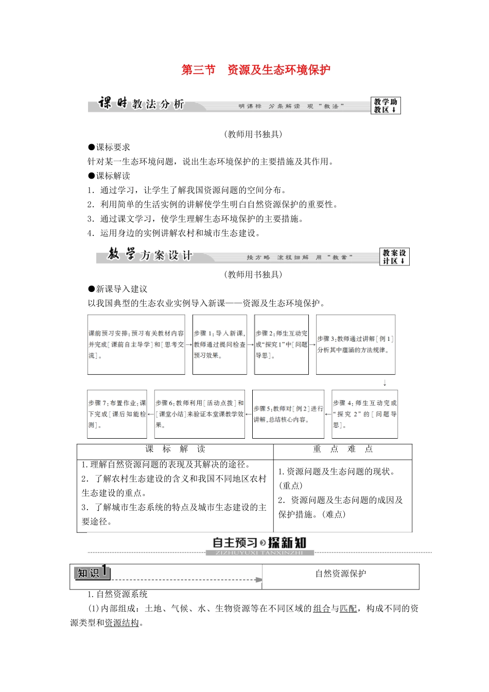 高中地理 第2单元 资源利用与生态保护 第3节 资源及生态环境保护学案 鲁教版选修6-鲁教版高二选修6地理学案_第1页