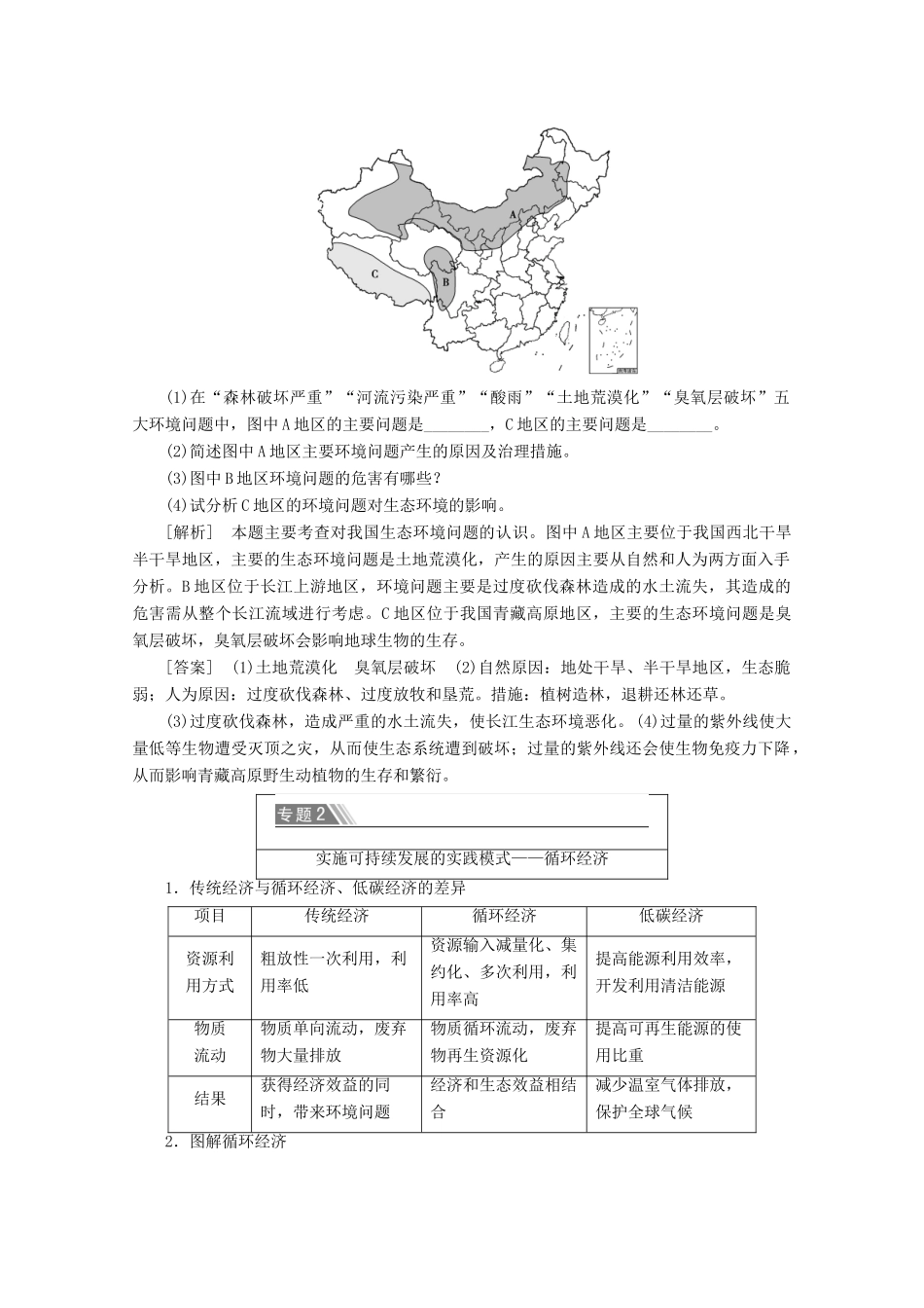 高中地理 第2单元 走可持续发展之路单元小结与测评学案 鲁教版必修3-鲁教版高二必修3地理学案_第3页