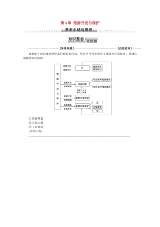 高中地理 第4章 旅游开发与保护章末小结与测评学案 新人教版选修3-新人教版高二选修3地理学案