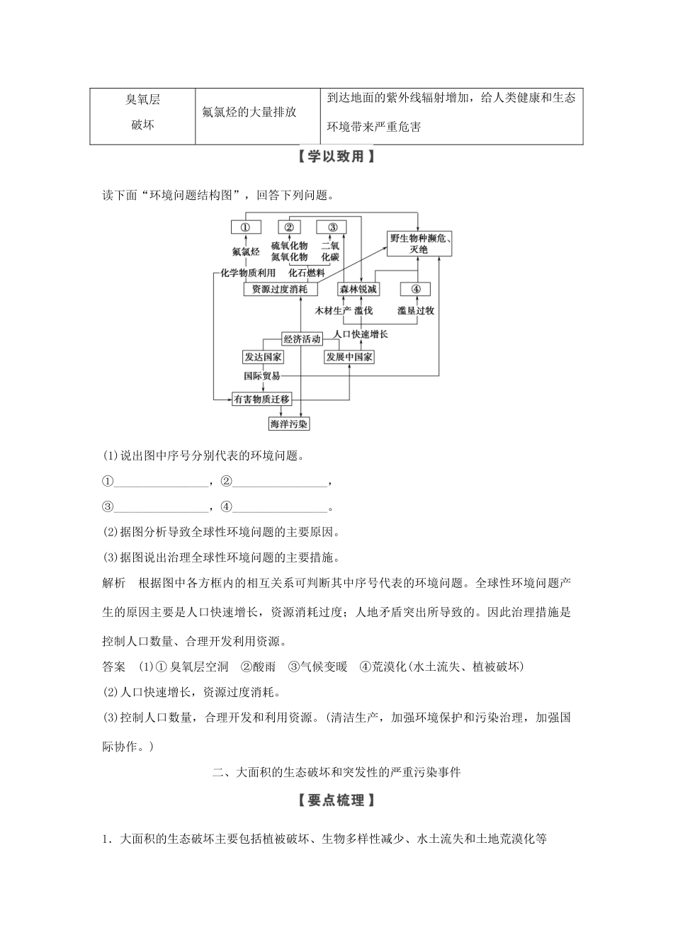 高中地理 第一章 环境与环境问题 第一节 第2课时 当前人类面临的主要环境问题学案 湘教版选修6-湘教版高二选修6地理学案_第2页