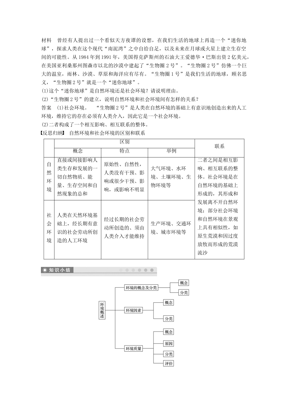 高中地理 第一章 环境与环境问题 第一节 环境概述同步备课教学案 湘教版选修6-湘教版高二选修6地理教学案_第2页