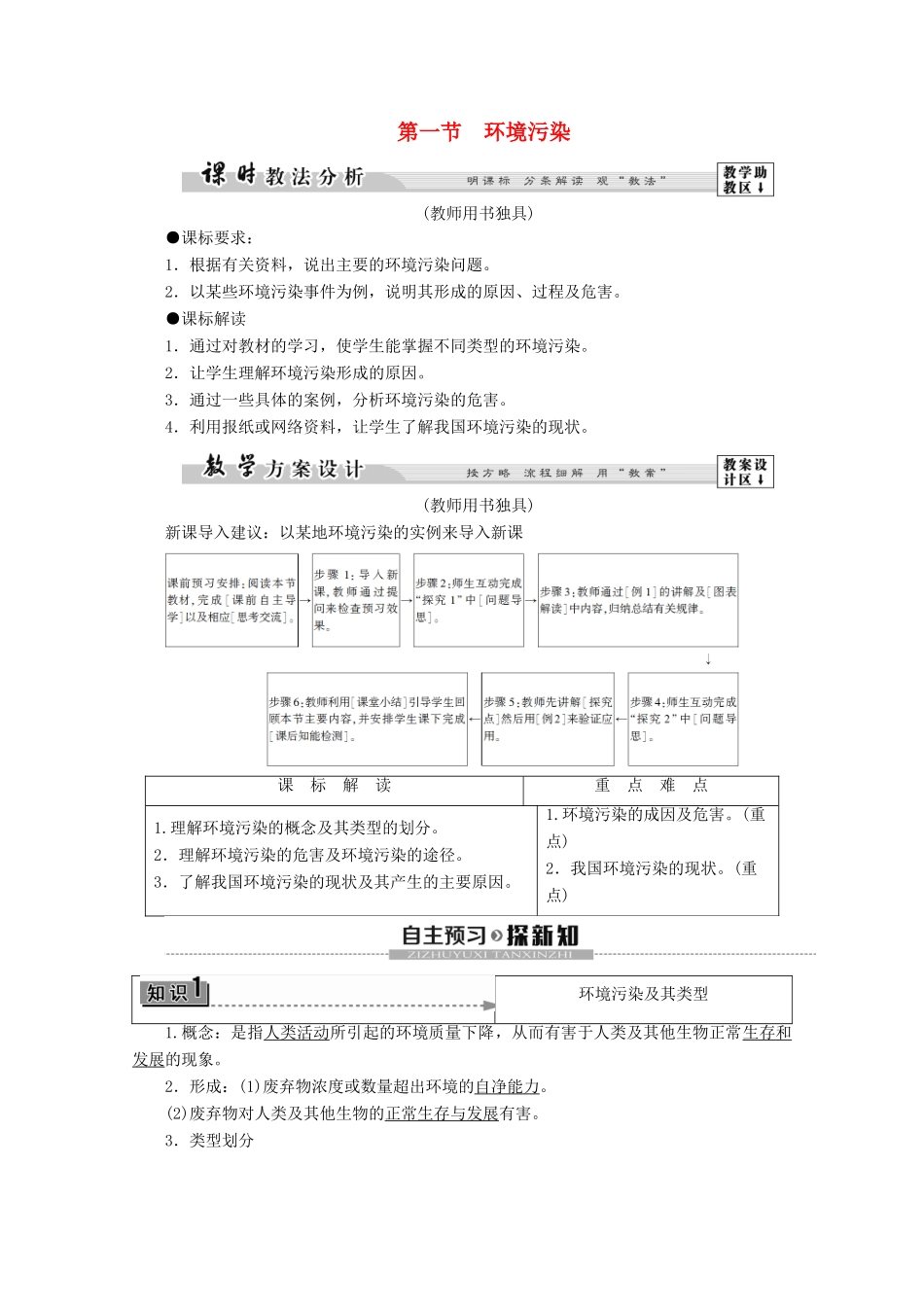 高中地理 第3单元 环境污染与防治 第1节 环境污染学案 鲁教版选修6-鲁教版高二选修6地理学案_第1页