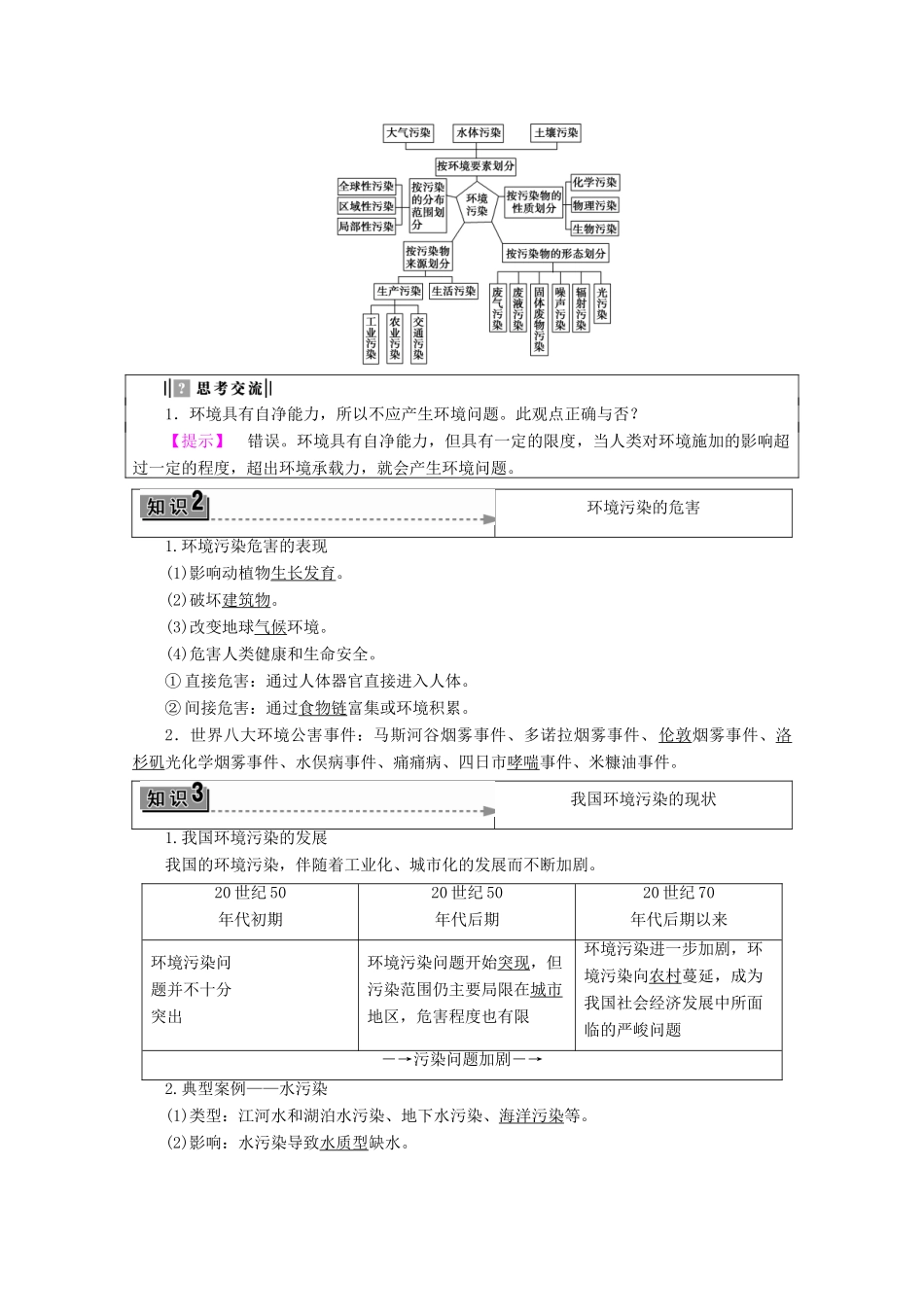 高中地理 第3单元 环境污染与防治 第1节 环境污染学案 鲁教版选修6-鲁教版高二选修6地理学案_第2页