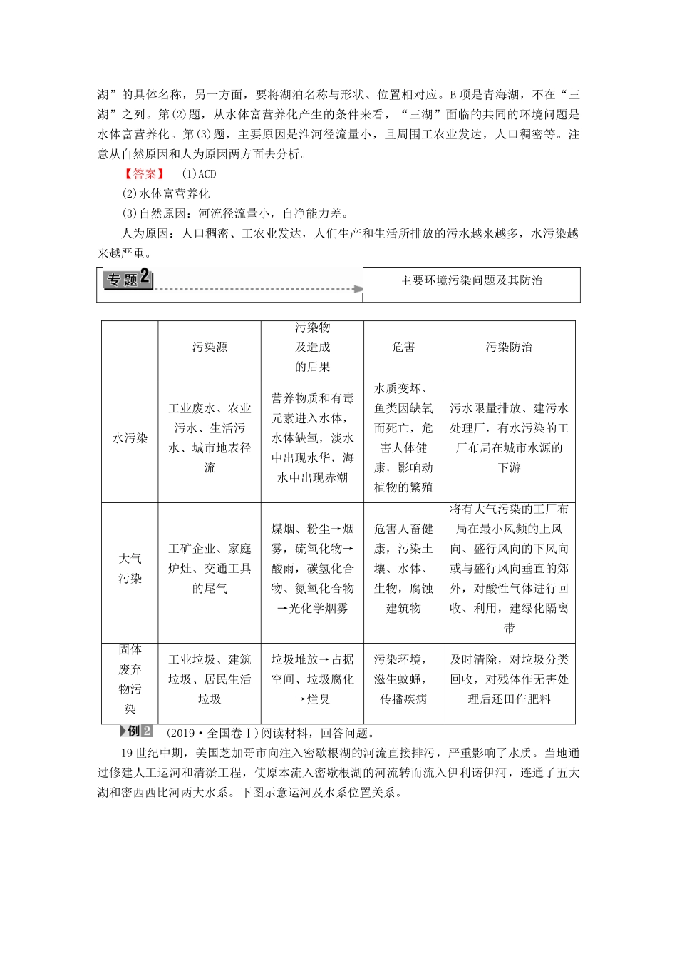 高中地理 第3单元 环境污染与防治单元归纳提升学案 鲁教版选修6-鲁教版高二选修6地理学案_第3页