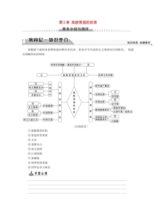 高中地理 第2章 旅游景观的欣赏章末小结与测评学案 湘教版选修3-湘教版高二选修3地理学案