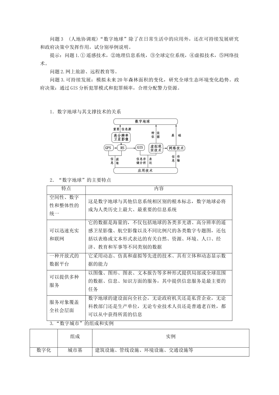 高中地理 第3单元 区域资源、环境与可持续发展 单元活动 走进“数字地球”学案 鲁教版必修3-鲁教版高二必修3地理学案_第3页