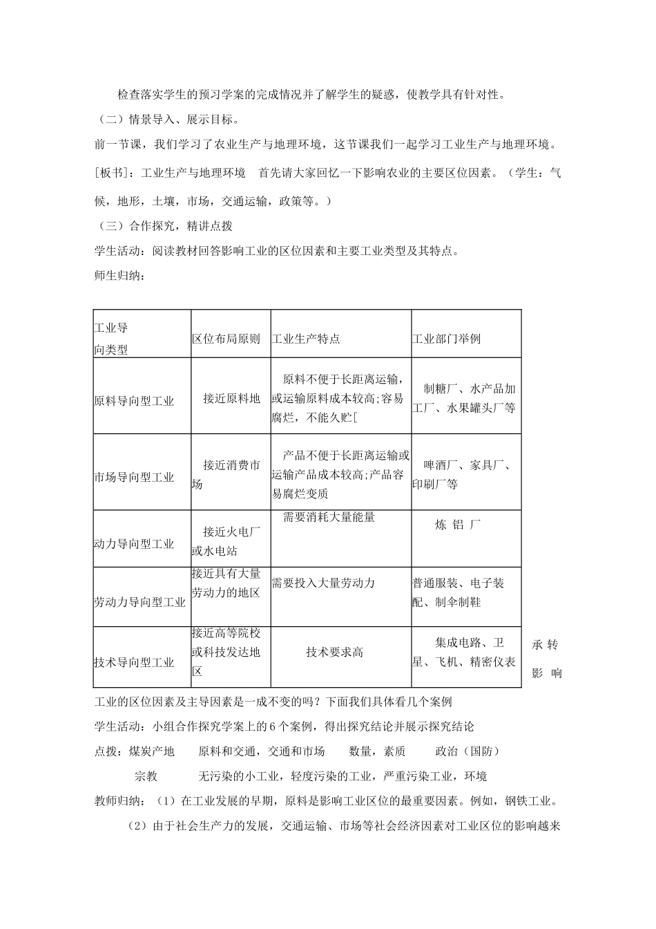 高中地理 第3单元第2节 工业生产与地理环境教学案一体化 鲁教版必修2_第2页