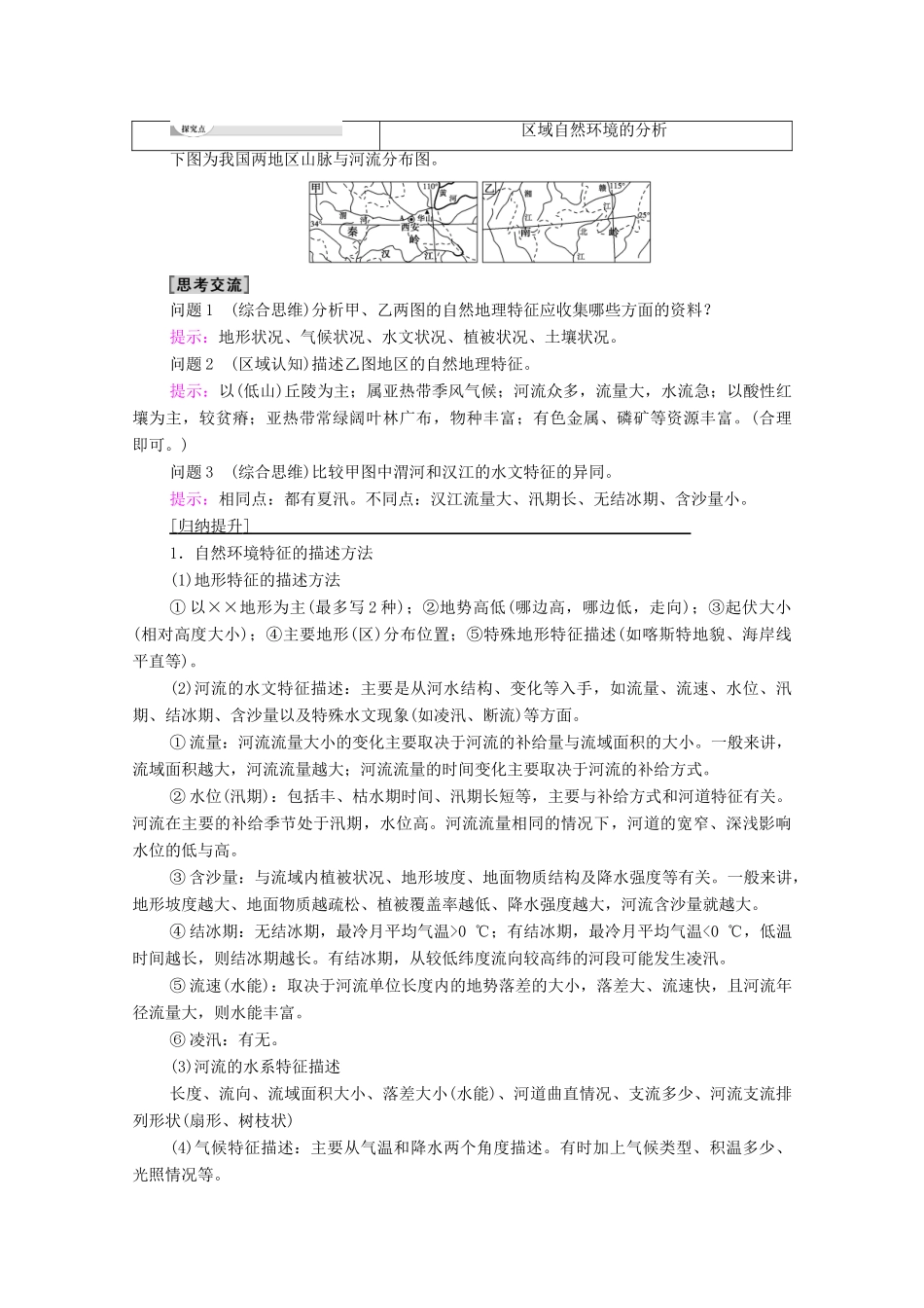高中地理 第5单元 自然环境的特征 单元活动 学会分析区域自然环境学案 鲁教版选择性必修1-鲁教版高中选择性必修1地理学案_第3页