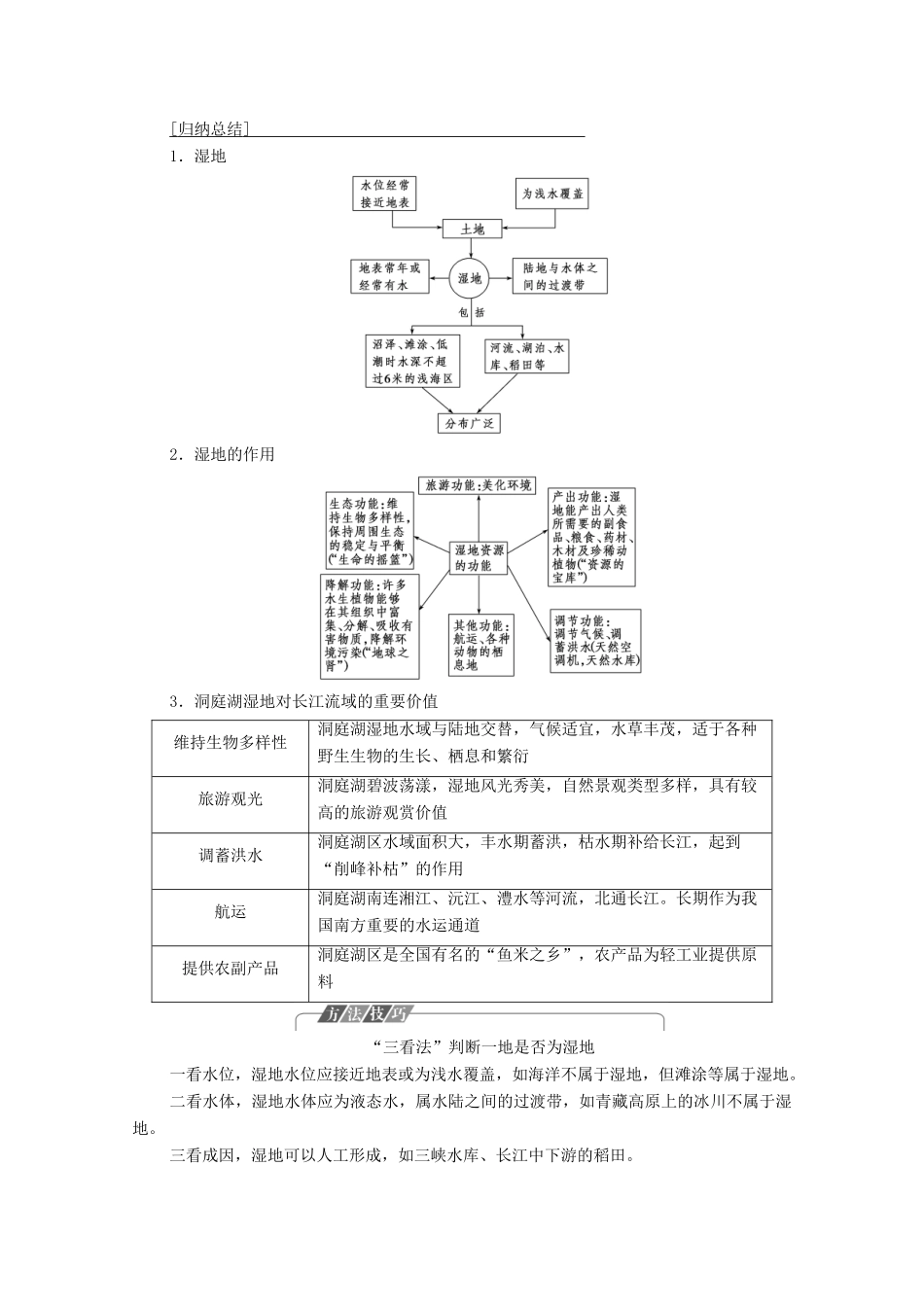 高中地理 第2章 区域可持续发展 第2节 湿地资源的开发与保护学案 湘教版必修3-湘教版高二必修3地理学案_第3页