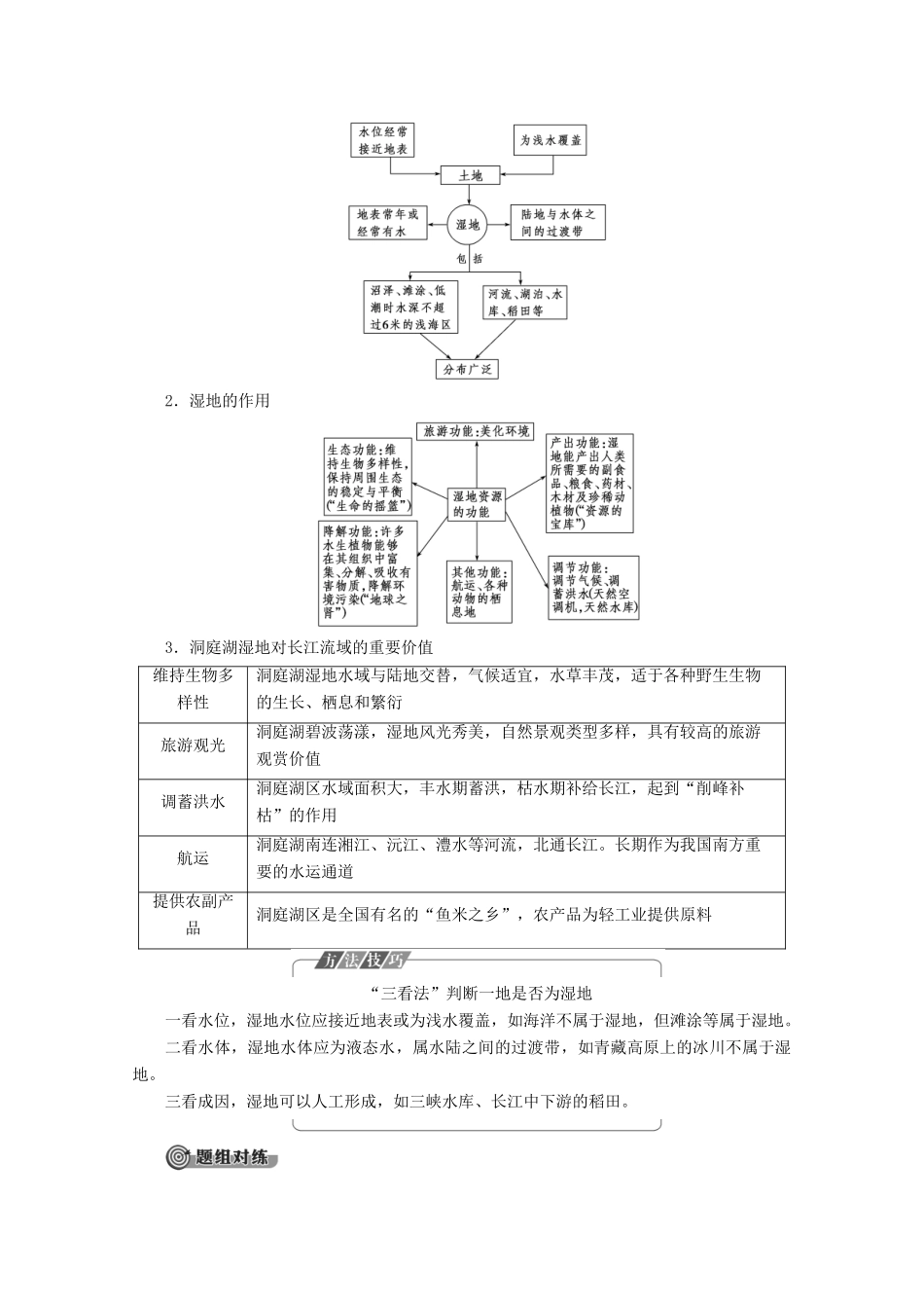 高中地理 第2章 区域可持续发展 第2节 湿地资源的开发与保护——以洞庭湖区为例学案 湘教版必修3-湘教版高二必修3地理学案_第3页