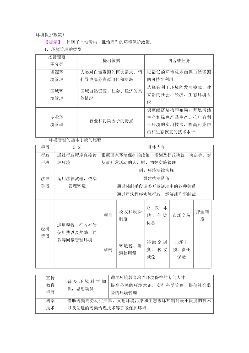 高中地理 第5章 环境管理 第1节 环境管理概述学案 湘教版选修6-湘教版高二选修6地理学案_第3页