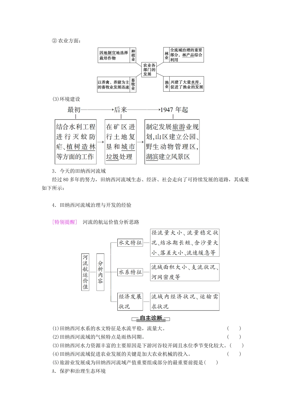 高中地理 第2章 区域可持续发展 第3节 流域综合治理与开发——以田纳西河流域为例学案 湘教版必修3-湘教版高二必修3地理学案_第2页