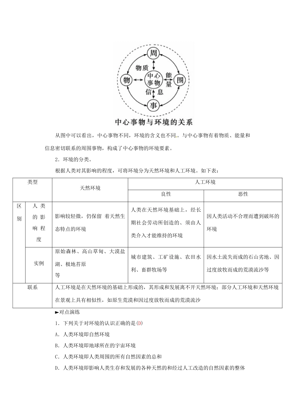 高中地理 第一章 第一节 我们周围的环境学案 新人教版选修6-新人教版高二选修6地理学案_第2页