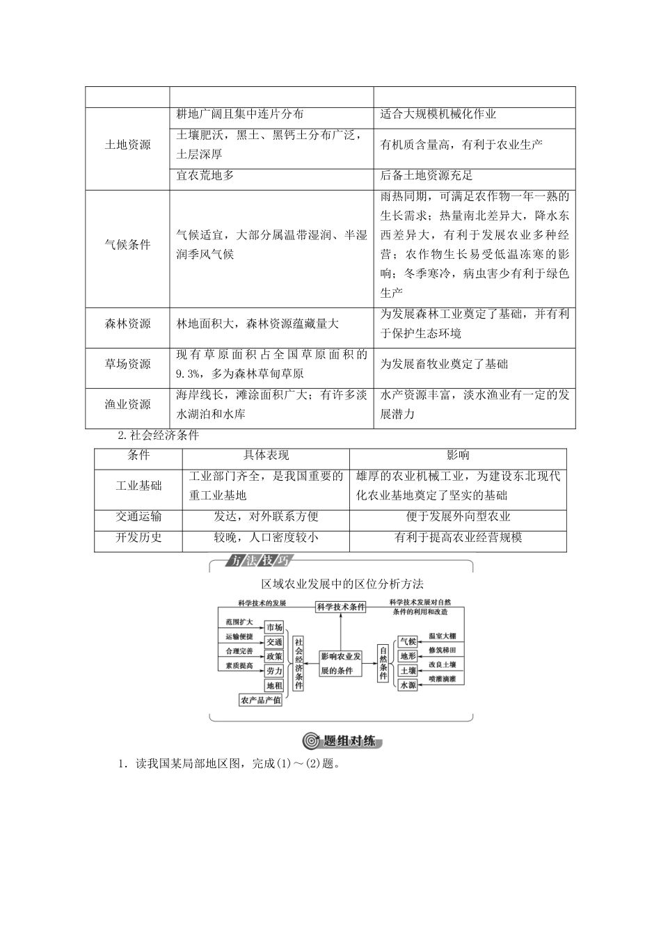 高中地理 第2章 区域可持续发展 第3节 中国东北地区农业的可持续发展 第1课时 东北地区概况及农业生产条件学案 中图版必修3-中图版高二必修3地理学案_第3页