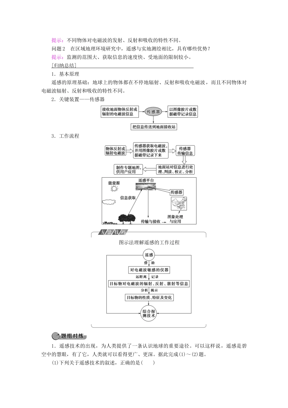 高中地理 第3章 地理信息技术的应用 第2节 遥感技术的应用学案 中图版必修3-中图版高二必修3地理学案_第3页