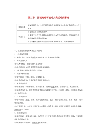 高中地理 第一章 区域地理环境和人类活动 第二节 区域地理环境对人类活动的影响讲义（含解析）中图版必修3-中图版高二必修3地理教案