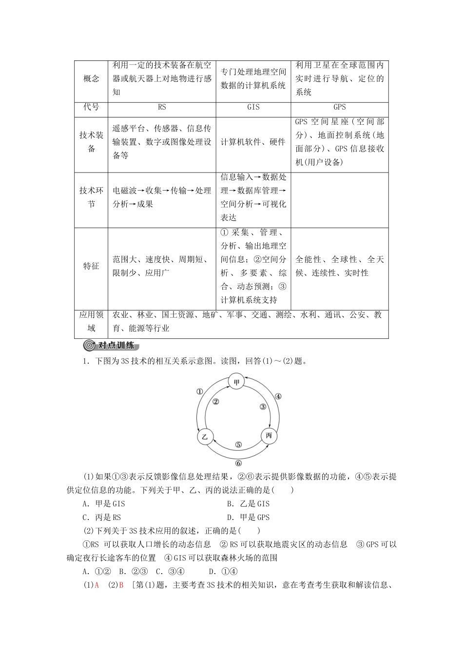 高中地理 第3章 地理信息技术应用章末小结与测评学案 湘教版必修3-湘教版高二必修3地理学案_第2页