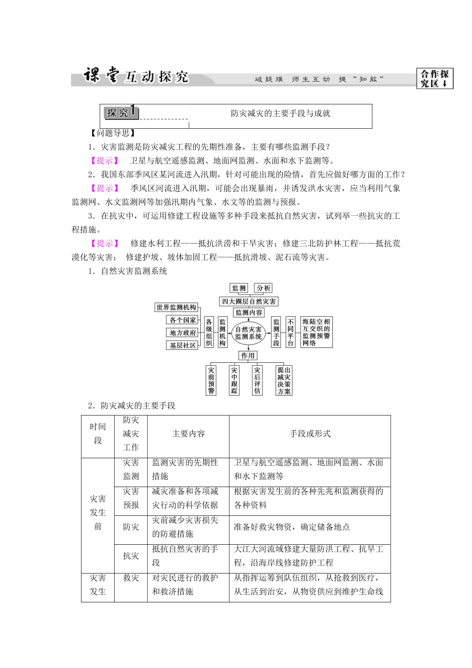 高中地理 第3章 防灾与减灾 第1节 中国防灾减灾的主要手段、成就和对策学案 中图版选修5-中图版高二选修5地理学案_第3页