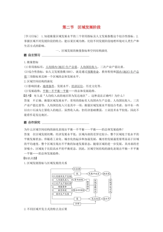高中地理 第一章 区域地理环境与人类活动 第二节 区域发展阶段同步备课教学案 湘教版必修3-湘教版高一必修3地理教学案