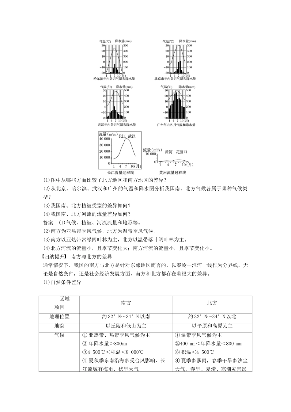 高中地理 第一章 区域地理环境与人类活动 第三节 课时2 南方与北方 西部大开发学案 湘教版必修3-湘教版高二必修3地理学案_第2页